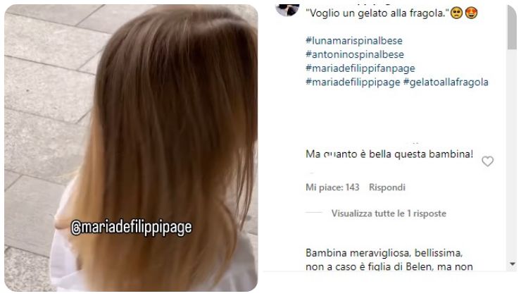 Belen, la figlia Luna èbellissima
